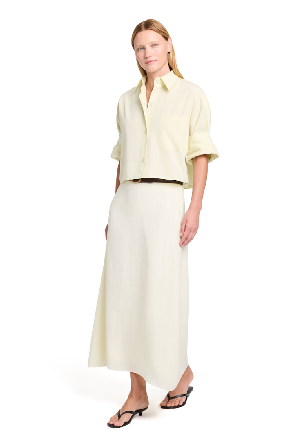 Next Ex Shirt in Fluid Linen Glass Green
