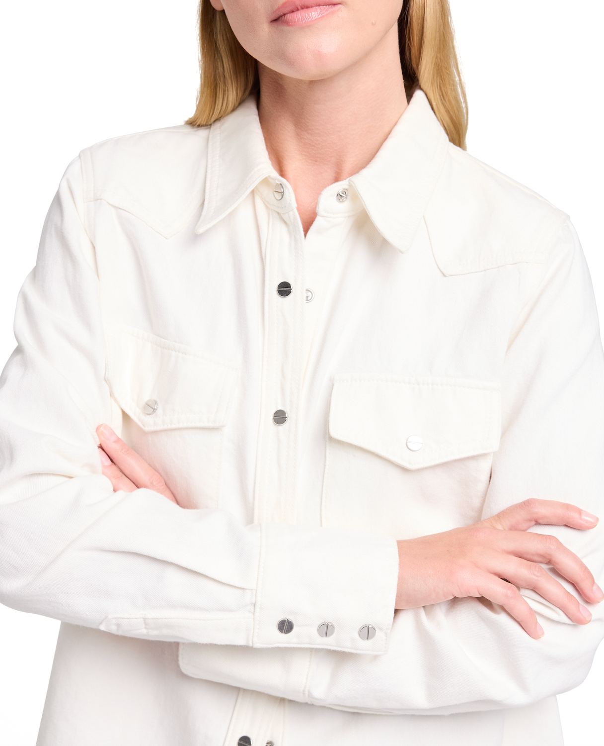 Rancher's Daughter Shirt in White Denim