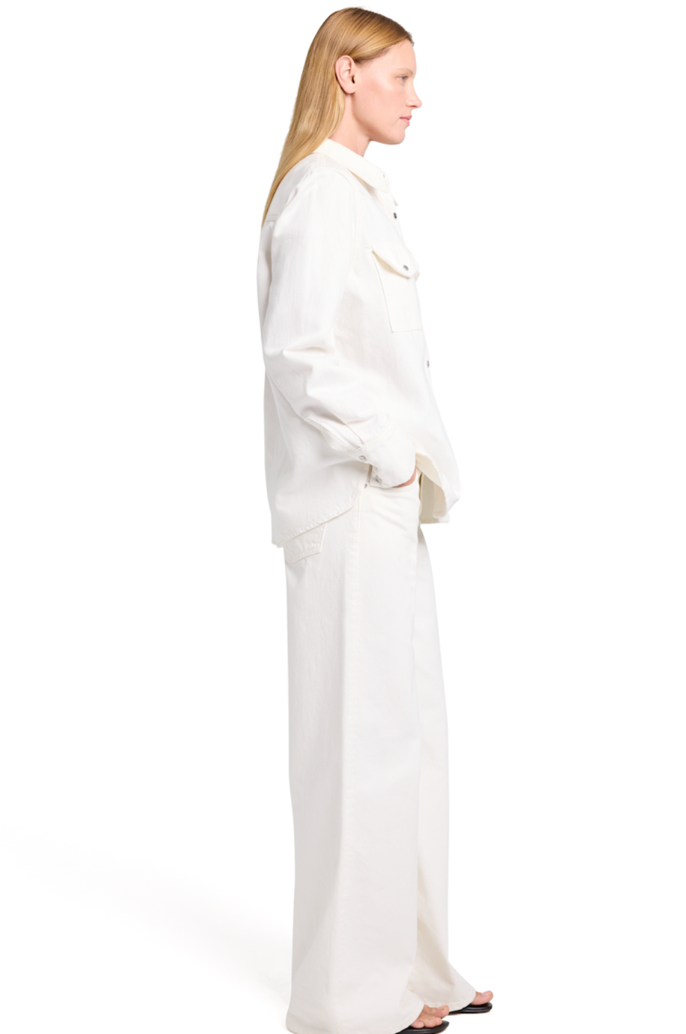 Rancher's Daughter Shirt in White Denim