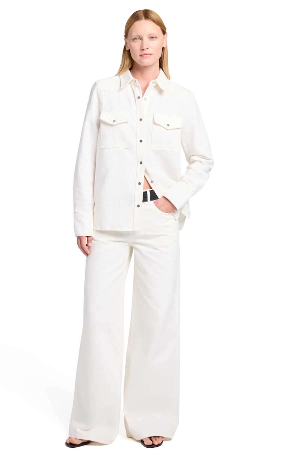 Rancher's Daughter Shirt in White Denim