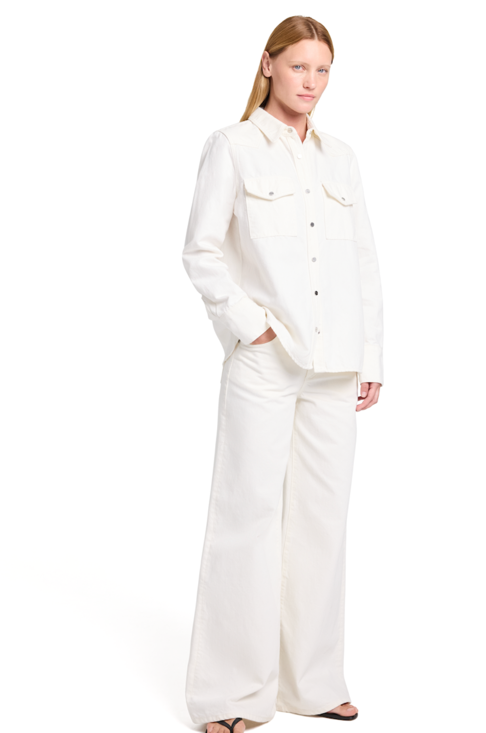 Rancher's Daughter Shirt in White Denim