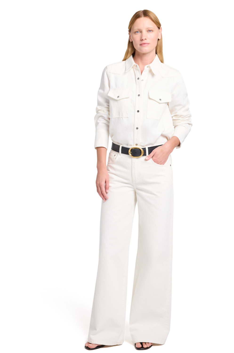 Rancher's Daughter Shirt in White Denim