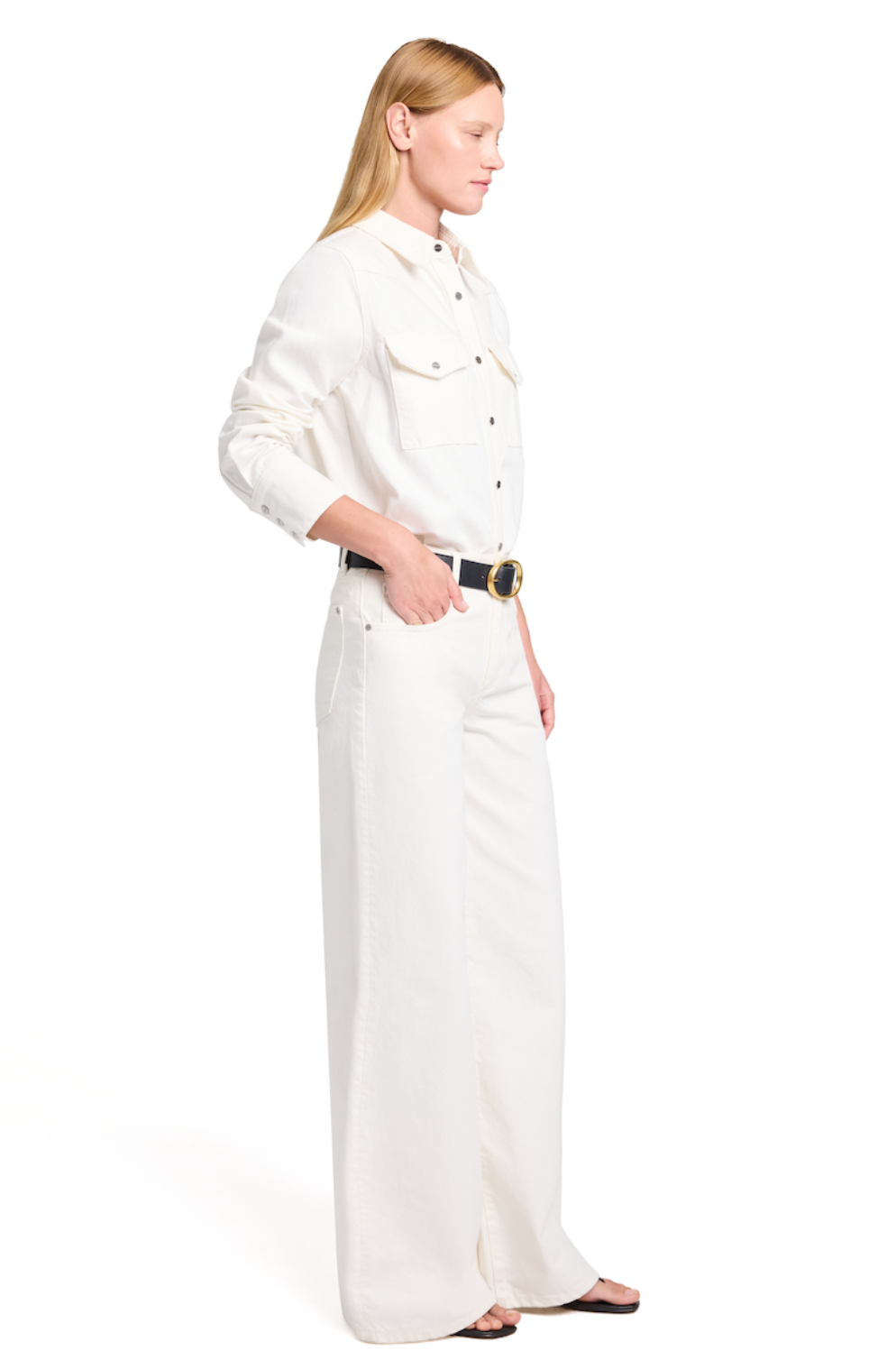 Rancher's Daughter Shirt in White Denim