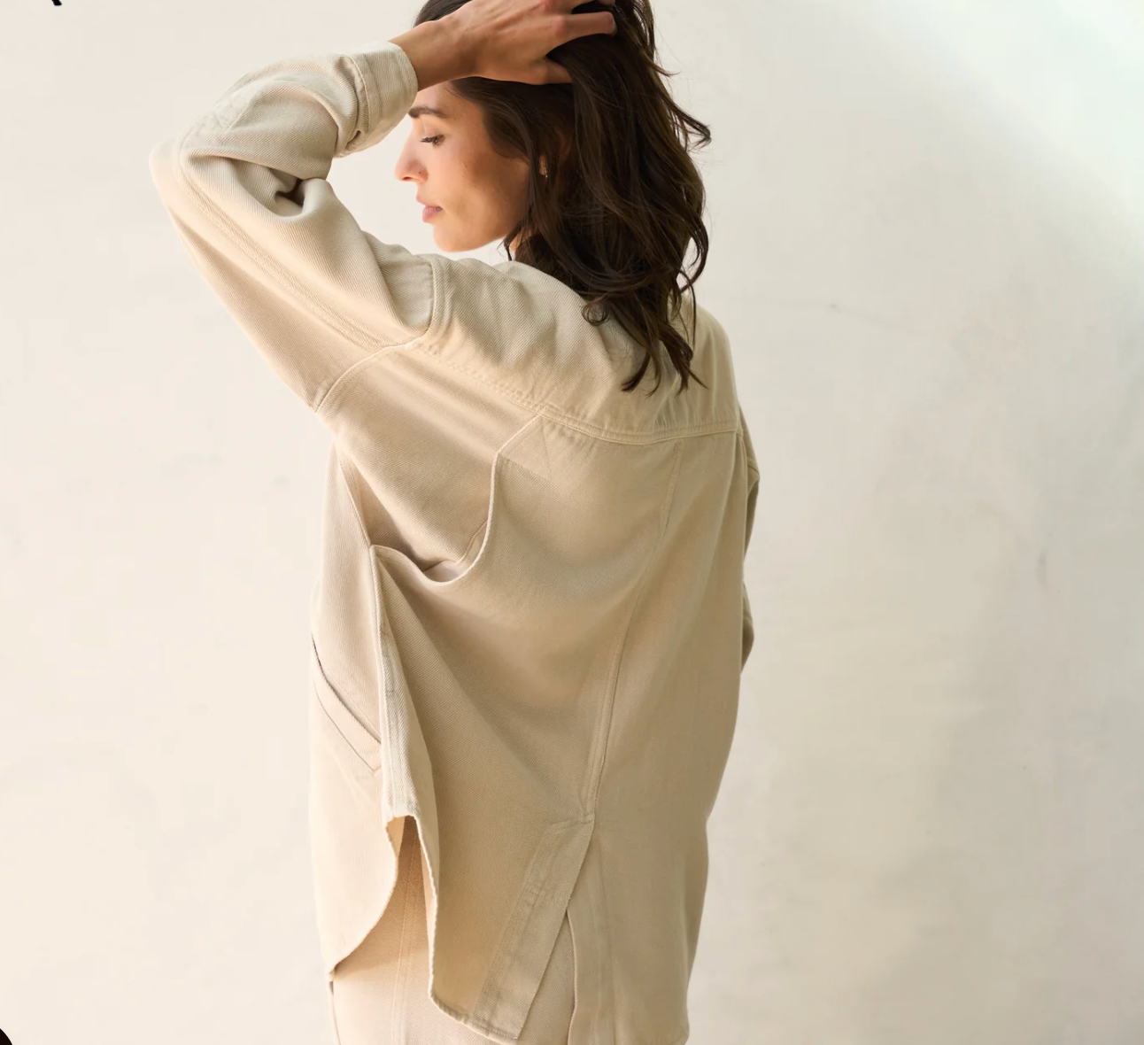 Odette Denim Twill Shirt Jacket in Bone