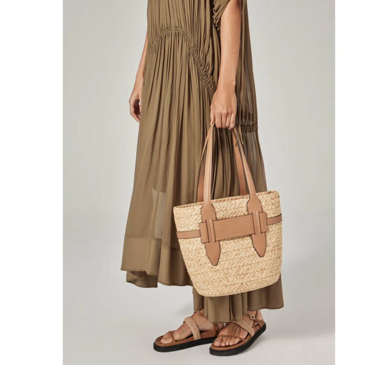 Lipari Tote Medium in Natural/Caramel