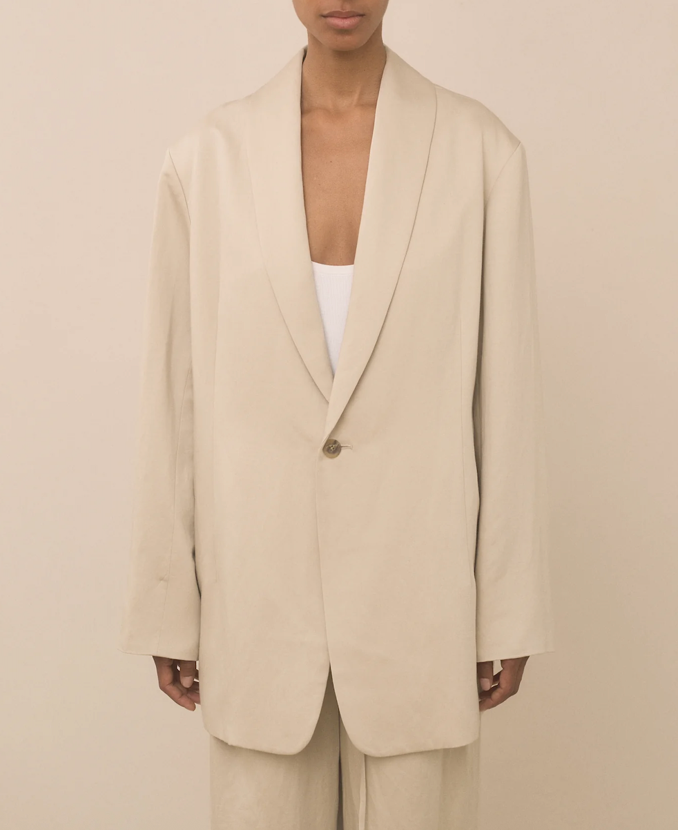Satin Blazer in Parchment
