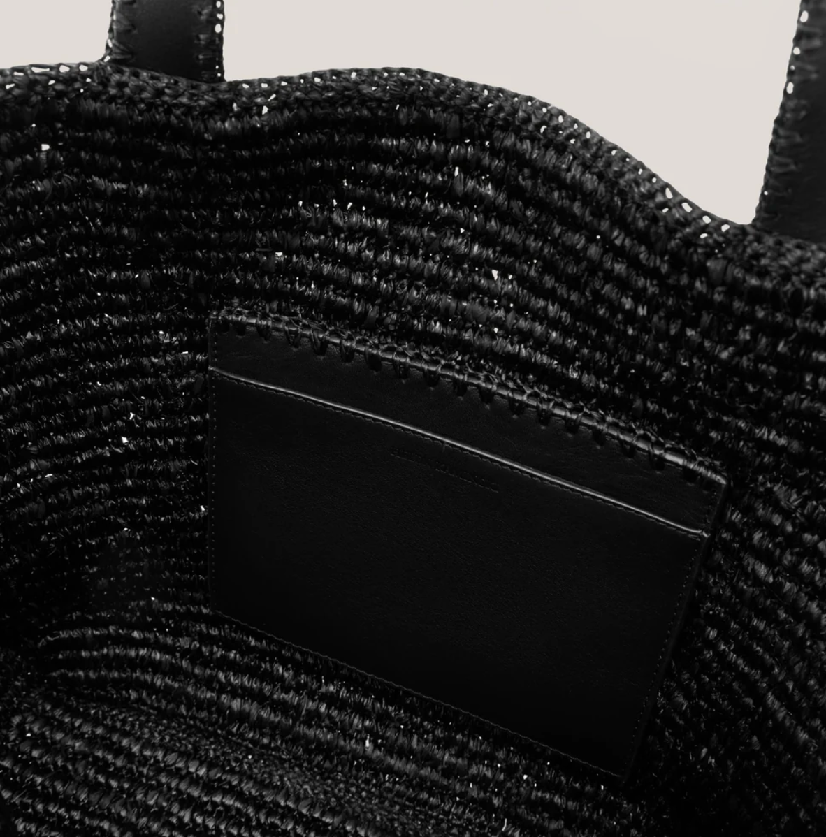 Liyoni Raffia Crochet Tote in Charcoal/Black