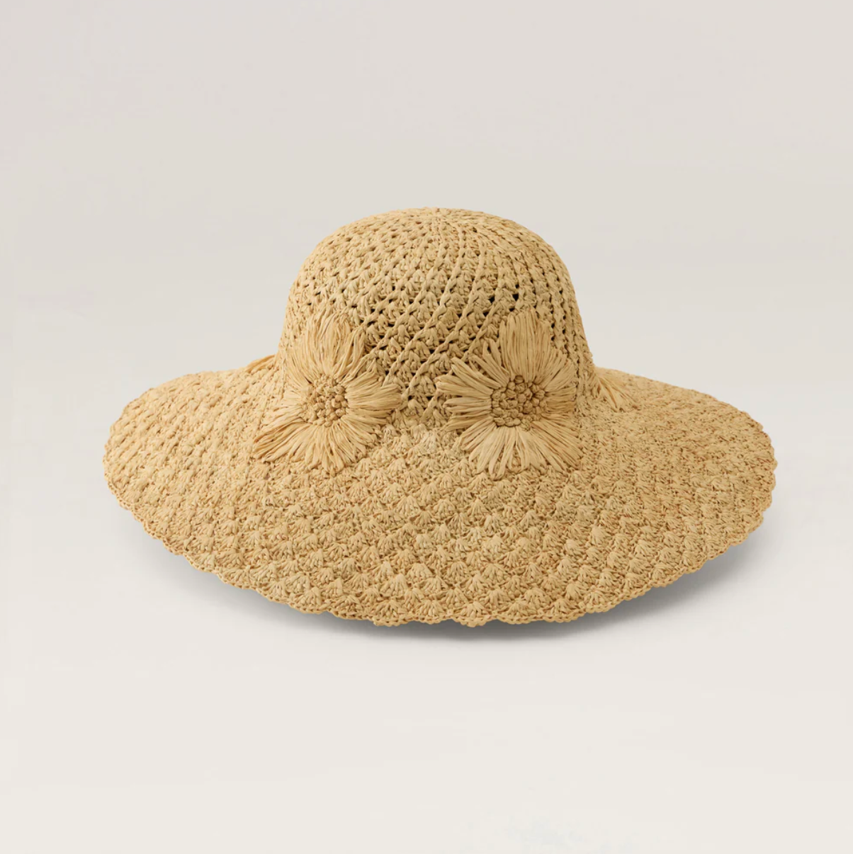 Nadia Raffia Crochet Sun Hat in Natural