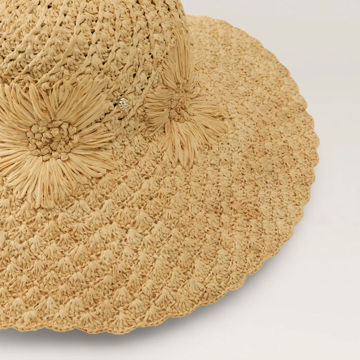 Nadia Raffia Crochet Sun Hat in Natural