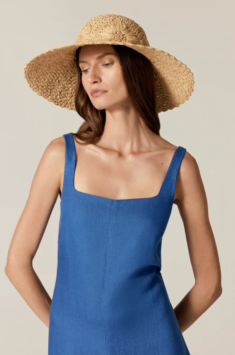 Nadia Raffia Crochet Sun Hat in Natural