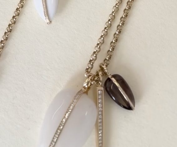 Small Pebble Pendant in Smoky Quartz