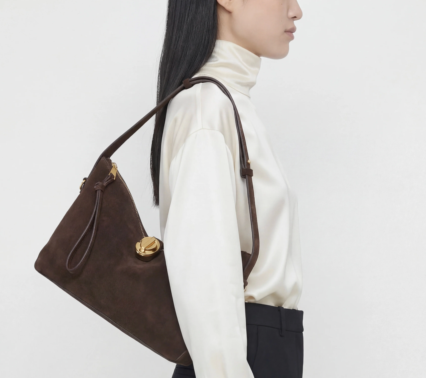 Gaia Ornament Handbag in Chocolate Suede
