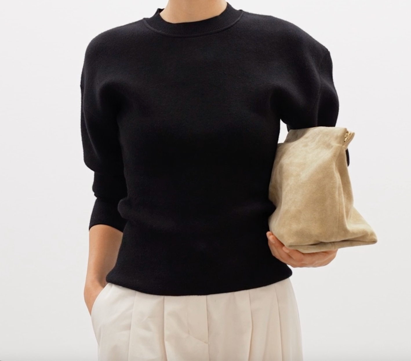 Clay Clutch in Sand Suede