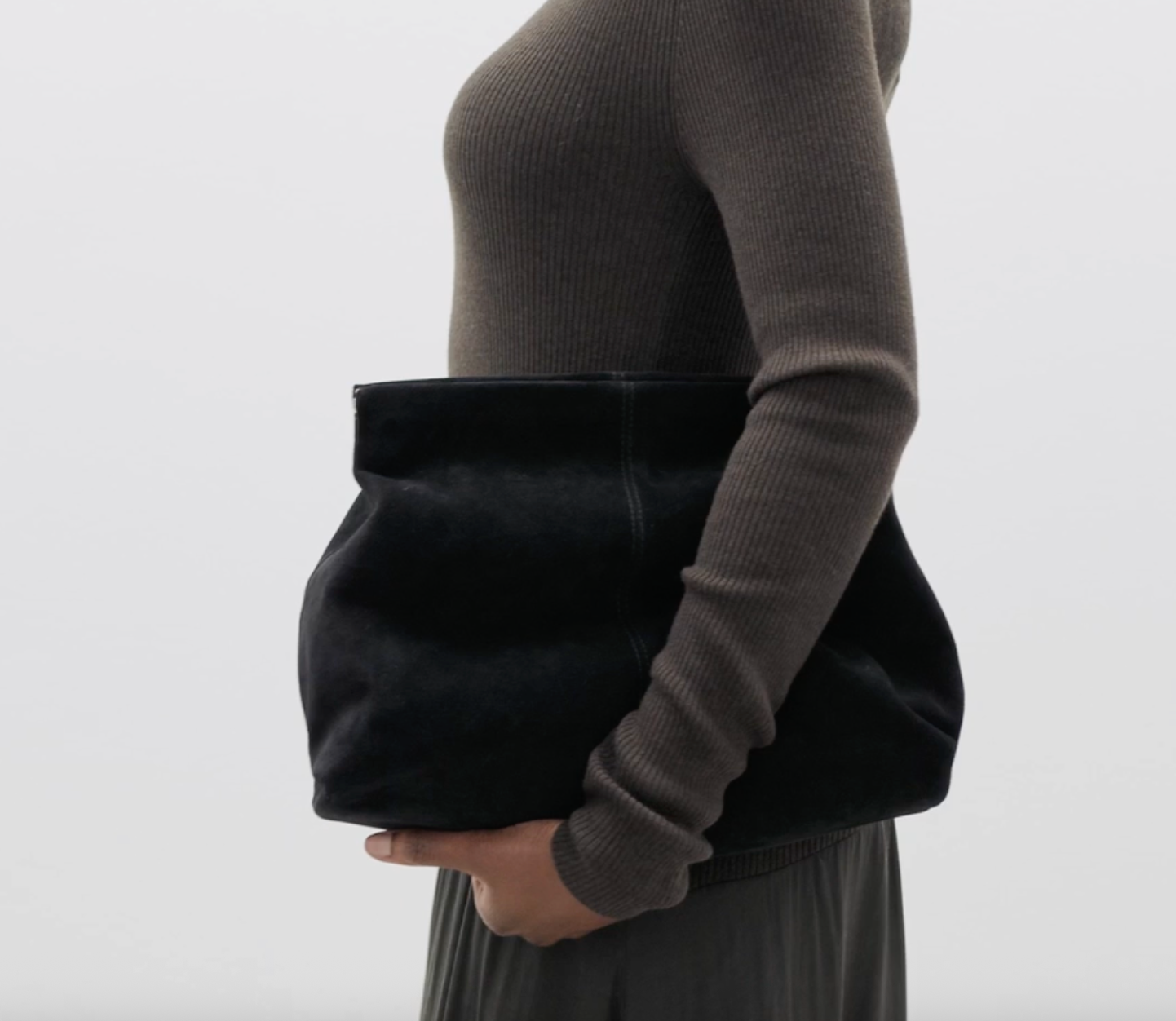 Clay Clutch in Black Suede