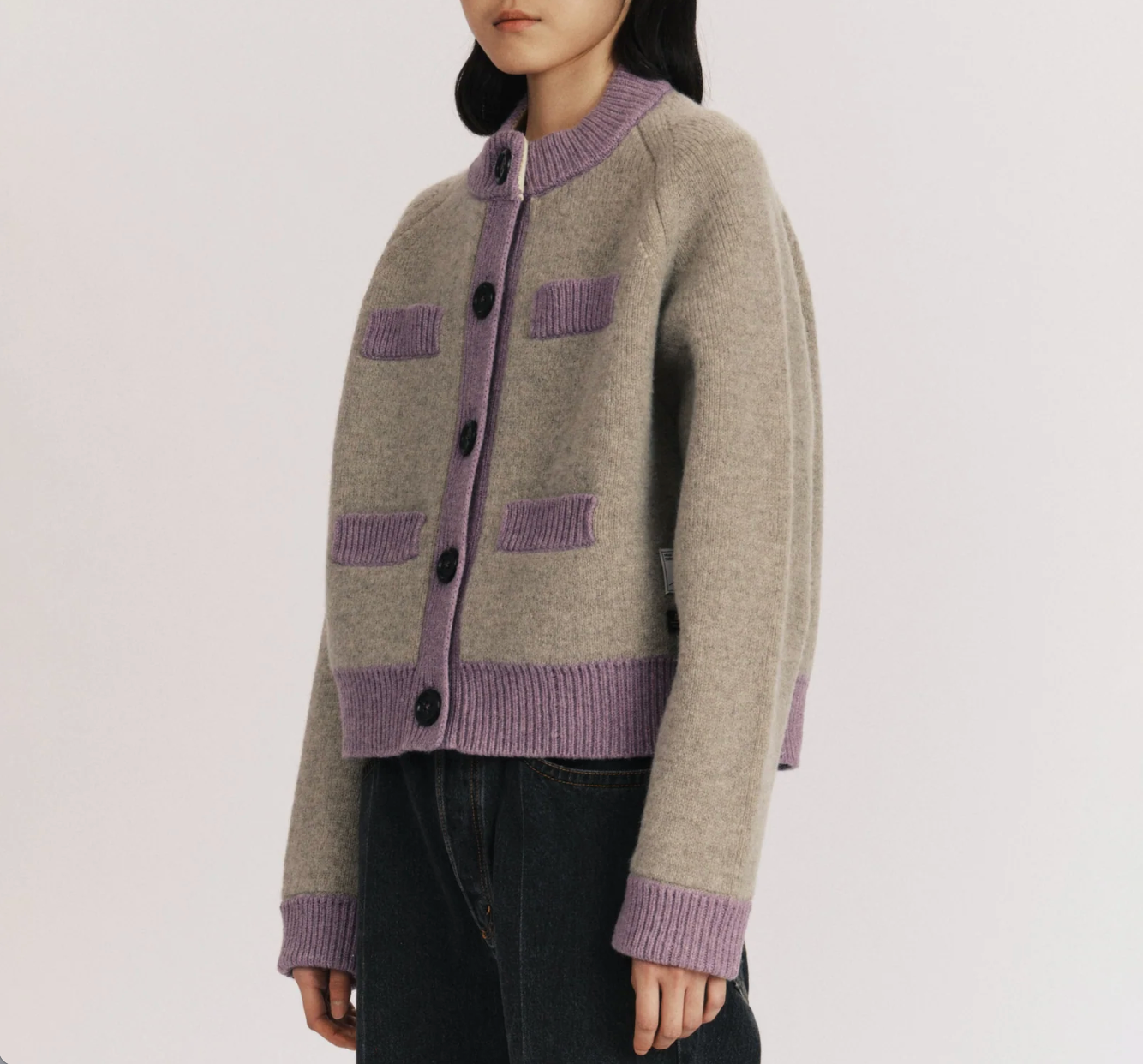 Frida Cardigan in Flannel Sand/Lilac