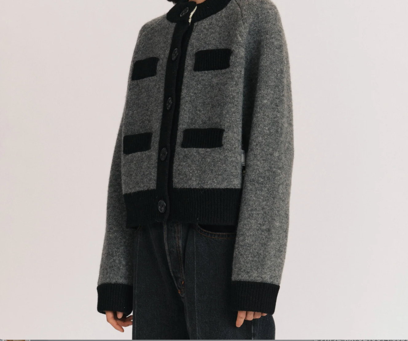 Frida Cardigan in Flannel Grey/Black