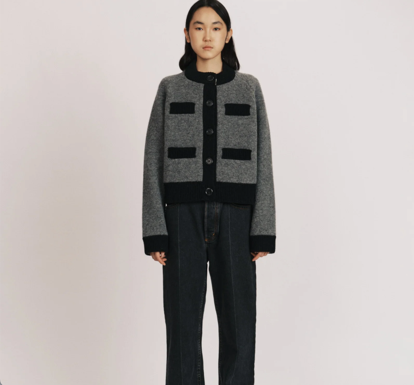 Frida Cardigan in Flannel Grey/Black