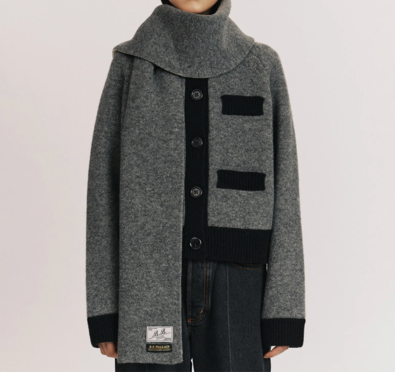 Frida Cardigan in Flannel Grey/Black