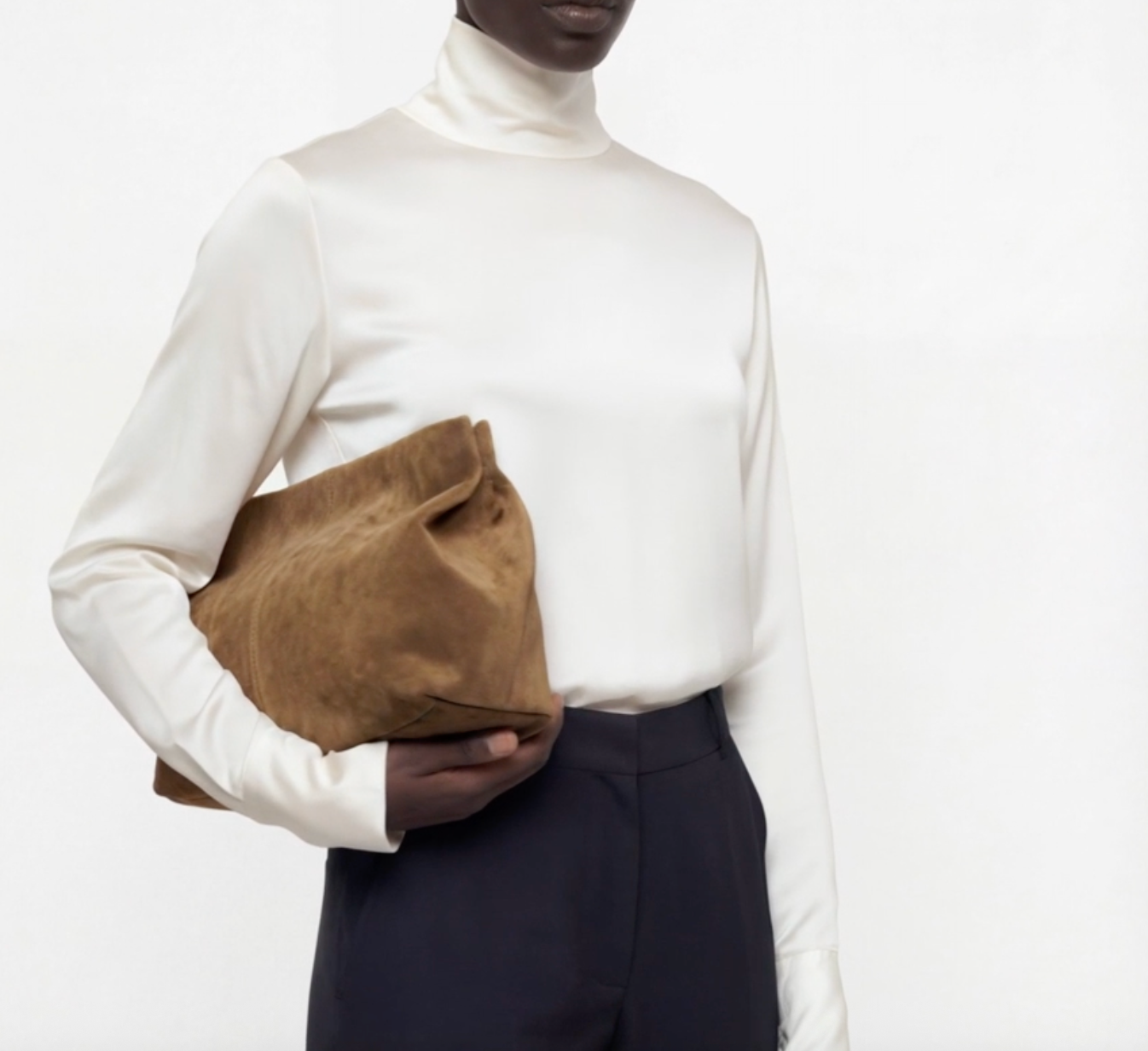 Clay Clutch in Wet Sand Suede