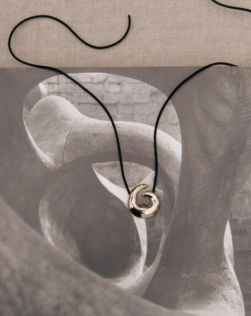 Marta Pendant in Gold Vermeil / Black Cord
