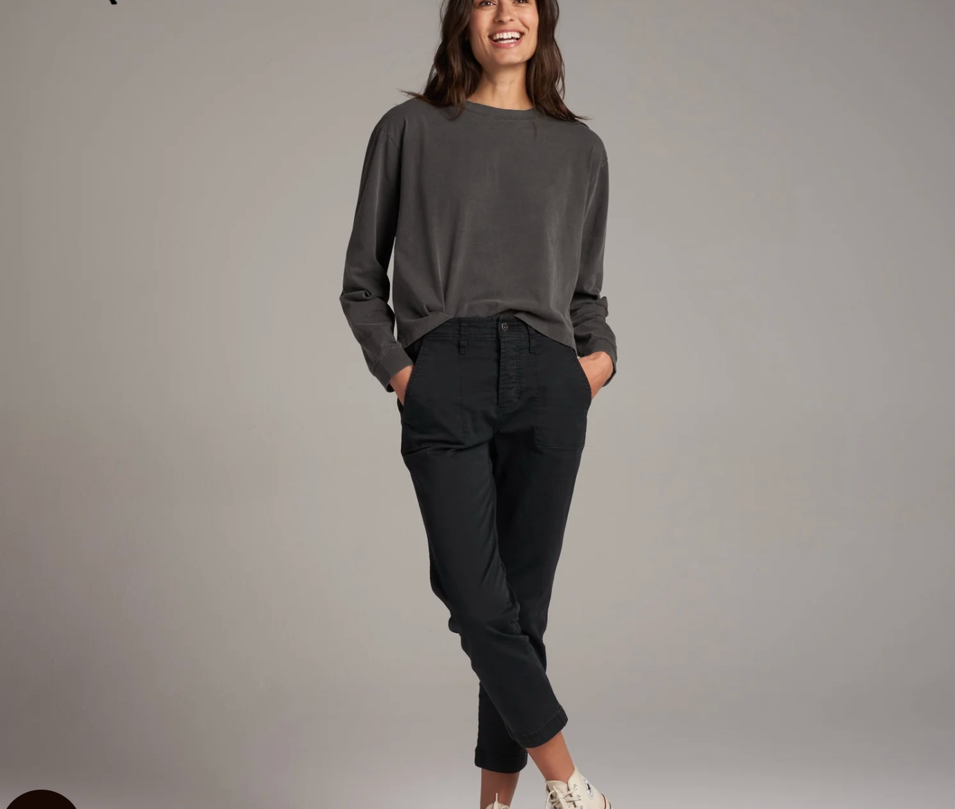 Raegan Long Sleeve T-Shirt in Faded Black