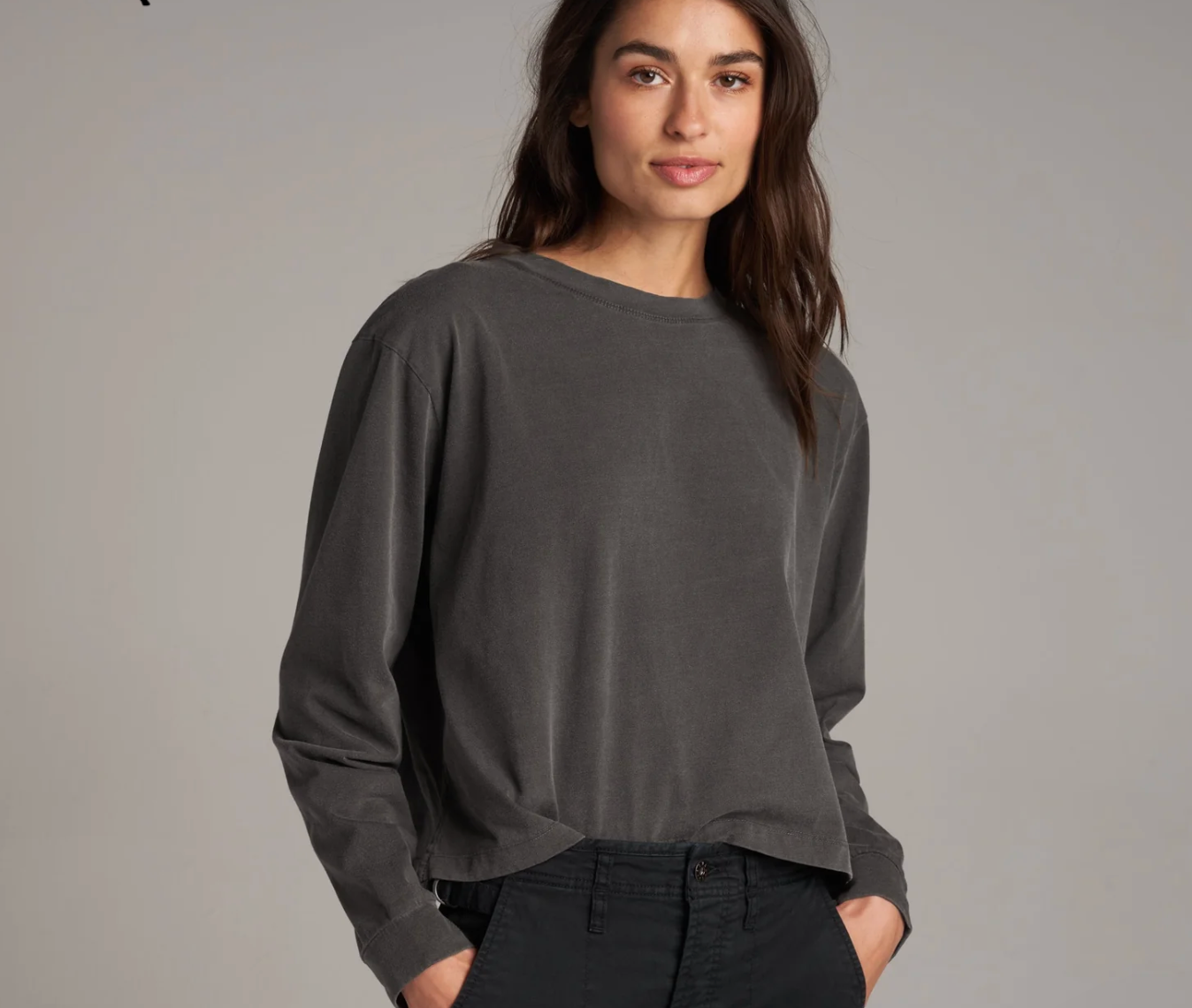 Raegan Long Sleeve T-Shirt in Faded Black