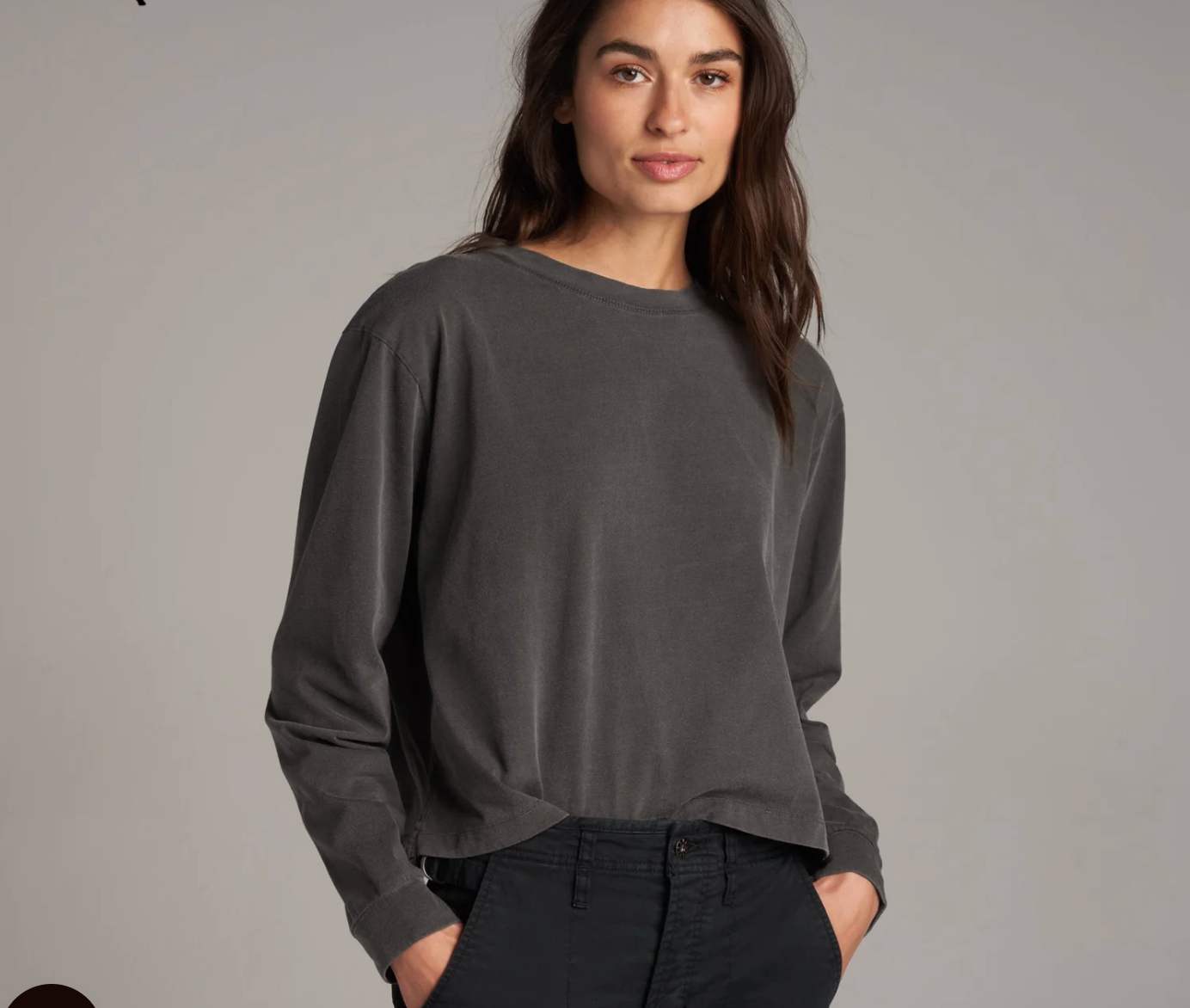 Raegan Long Sleeve T-Shirt in Faded Black