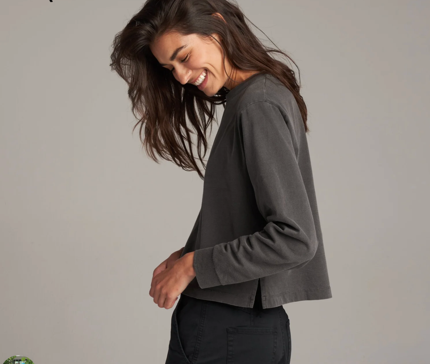 Raegan Long Sleeve T-Shirt in Faded Black