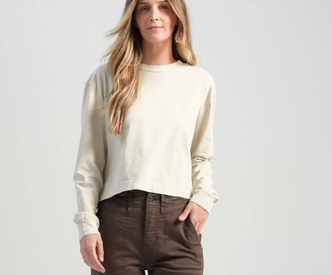 Raegen Long Sleeve T-Shirt in Bone