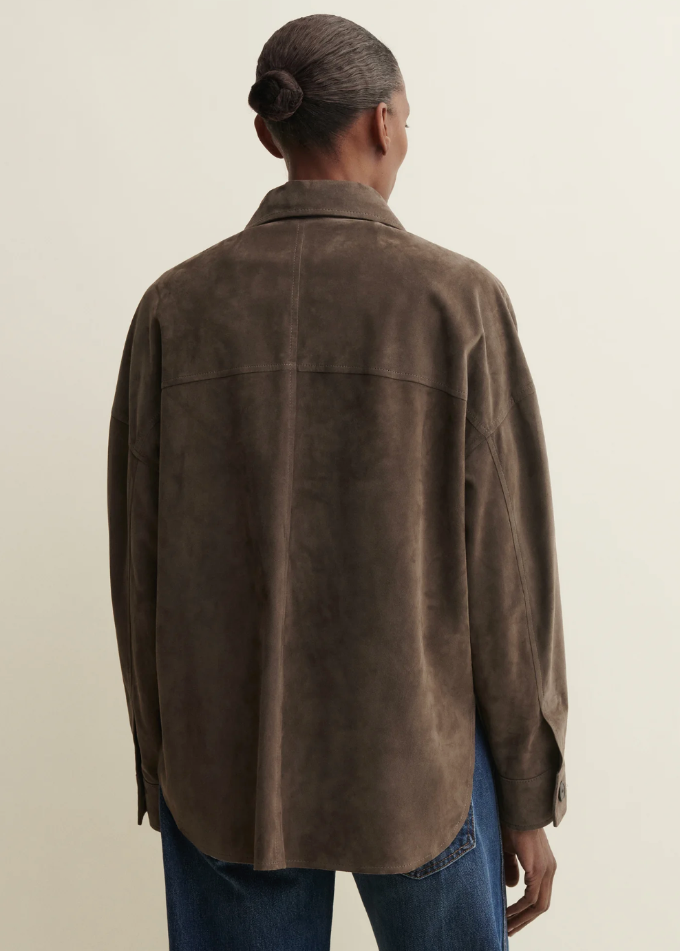 KAYLEE | Lamb Suede Jacket in Mud Brown