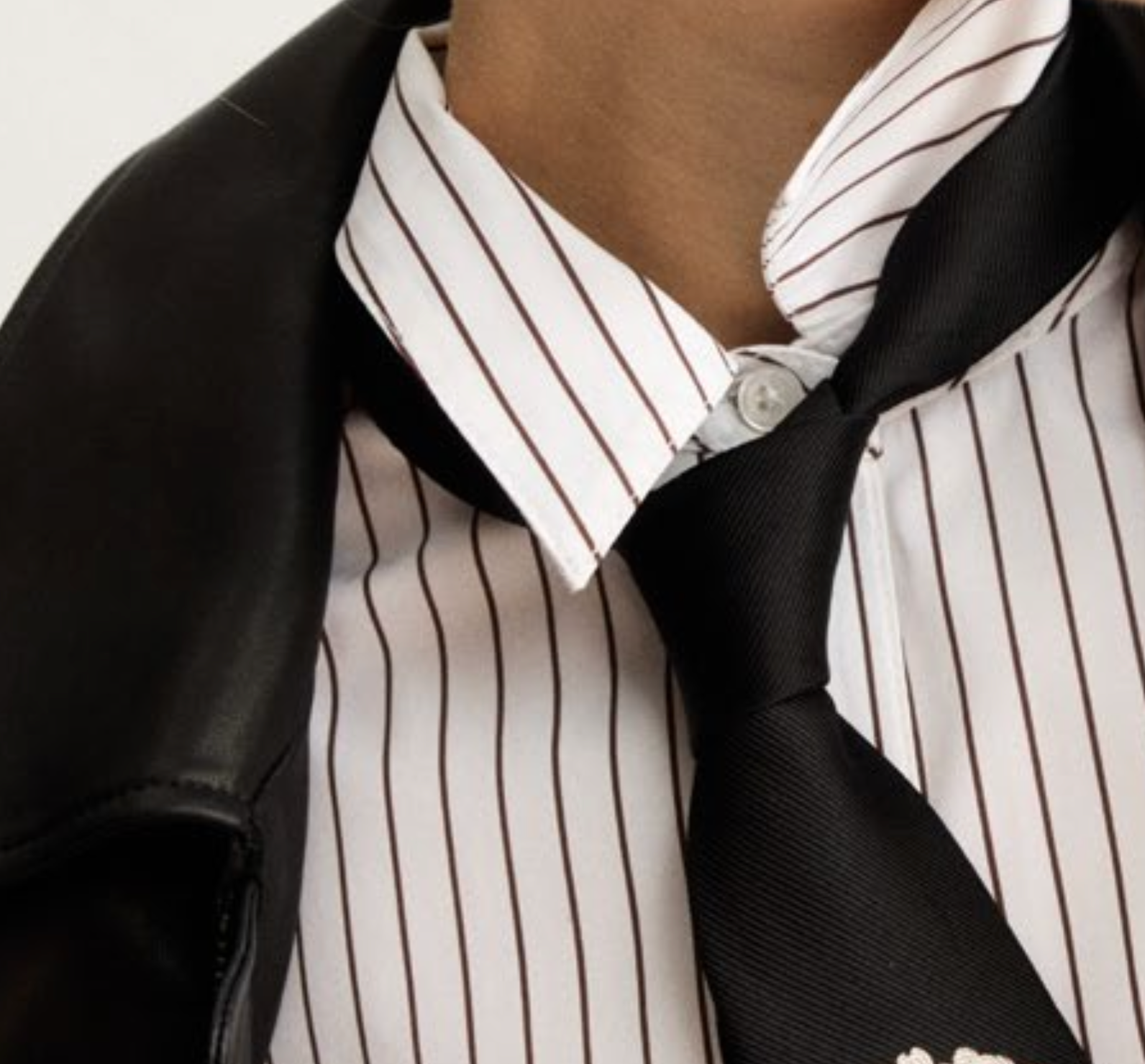 Watts Side Button Shirt in White/Brown Stripe