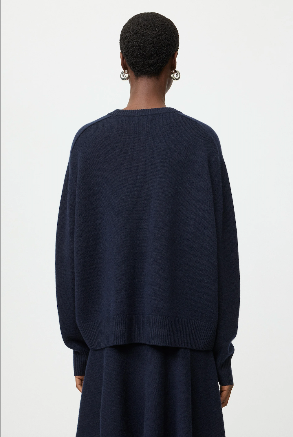 Boyfriend Cashmere Crewneck in Navy
