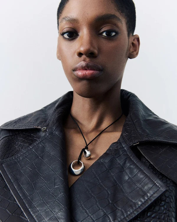 Rae Pendant in Sterling Silver, Black Suede Cord -  Pre-Order: Delivery Early November