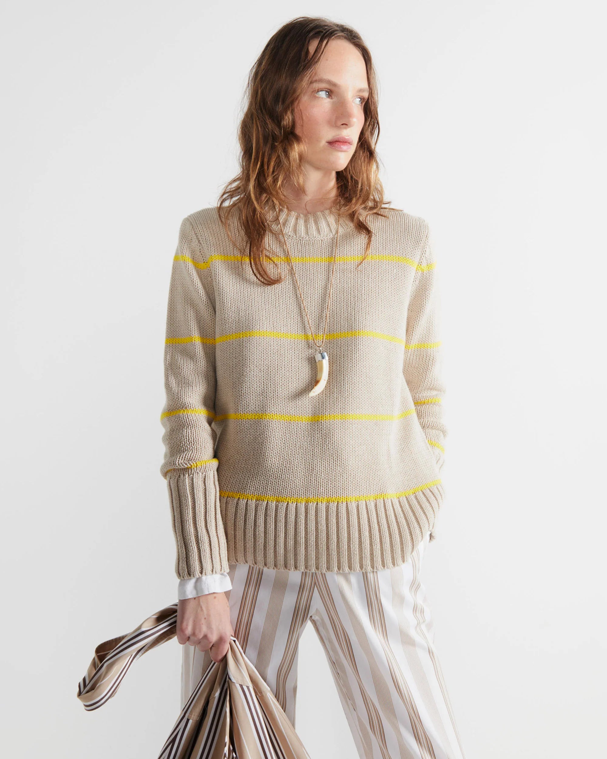 The Tatum in Khaki/Yellow Ministripe