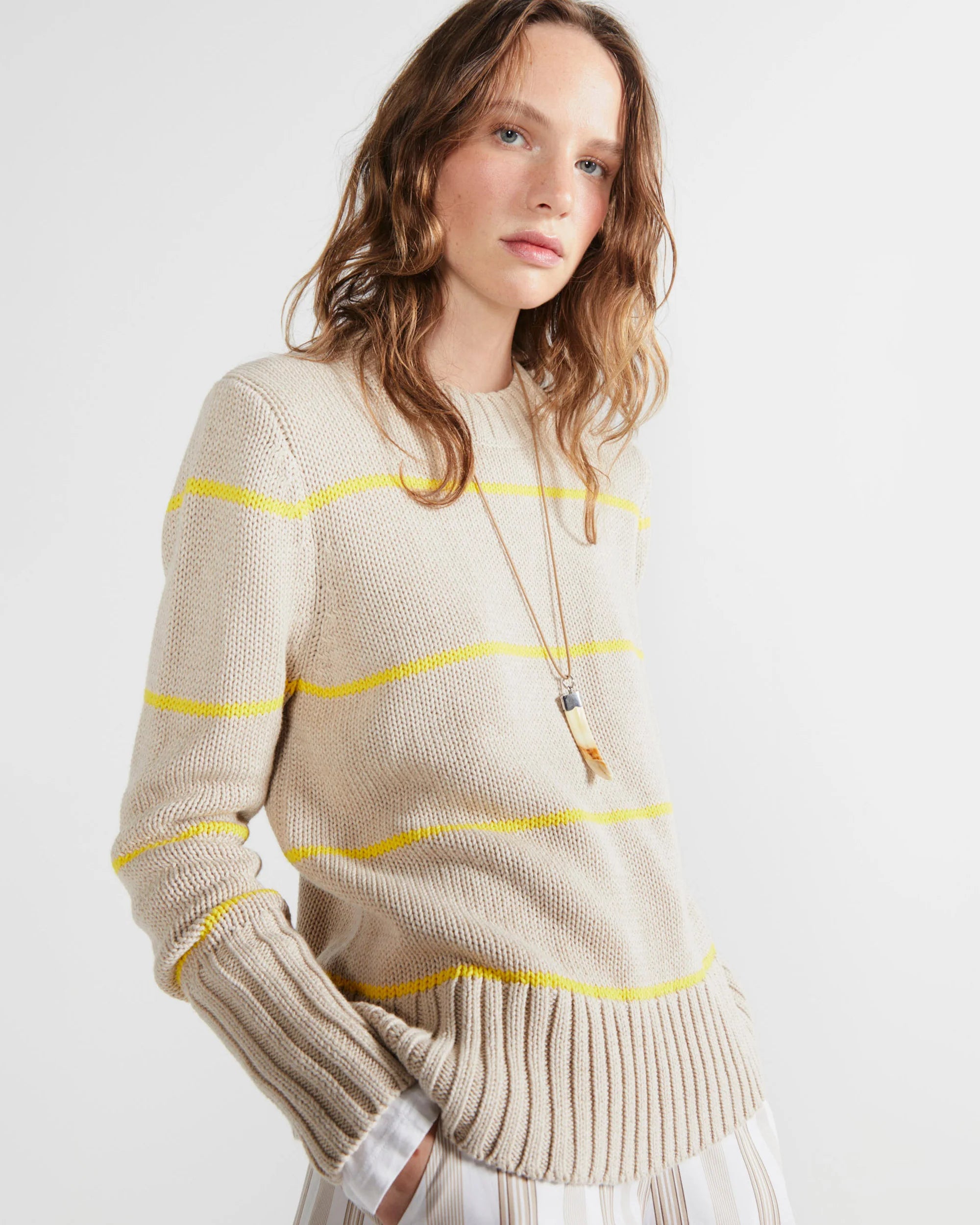 The Tatum in Khaki/Yellow Ministripe