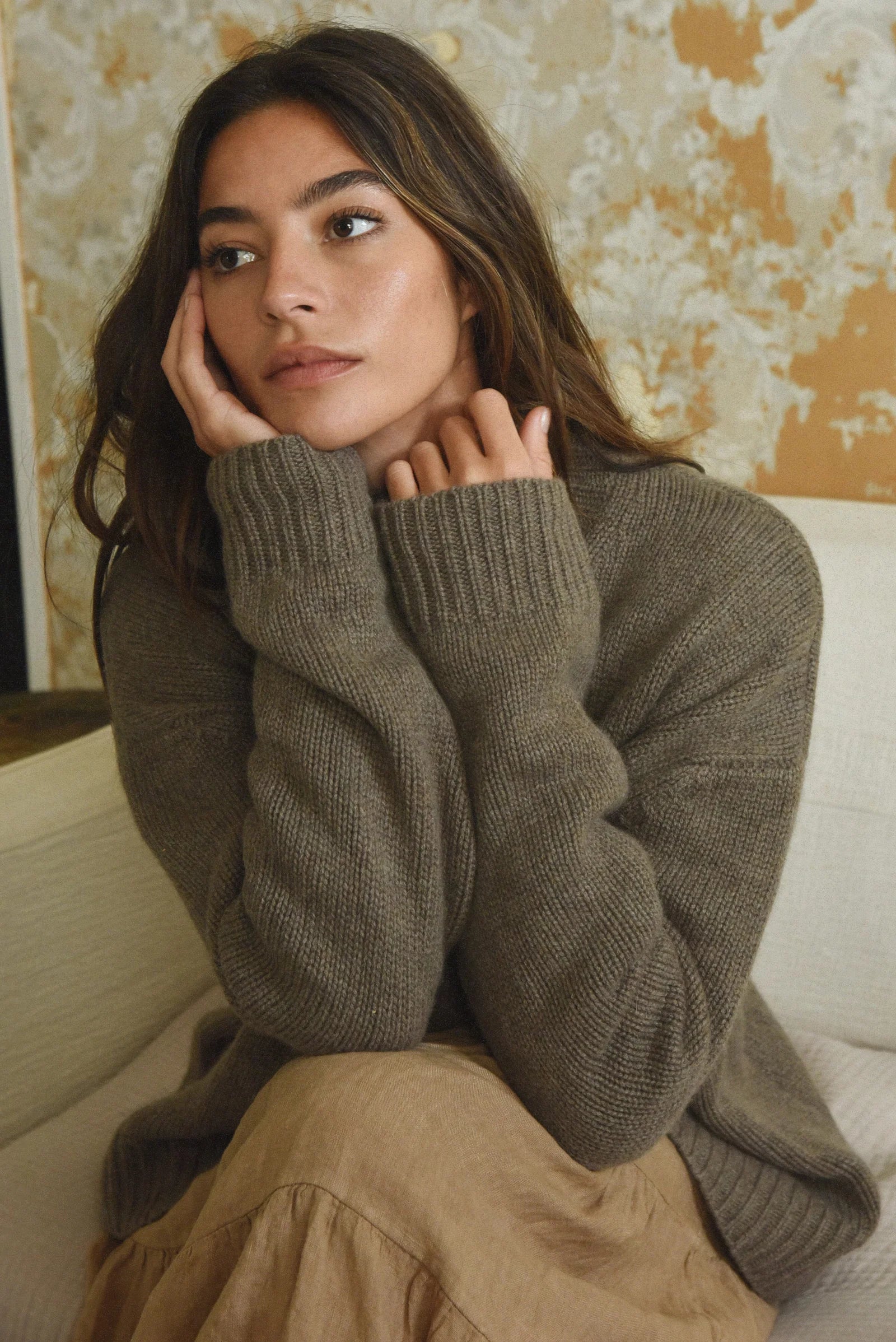 Cashmere Carmel Sweater in Cafe