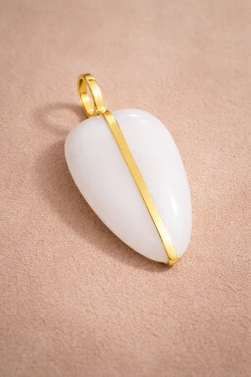Extra Large Pebble Pendant White Jasper