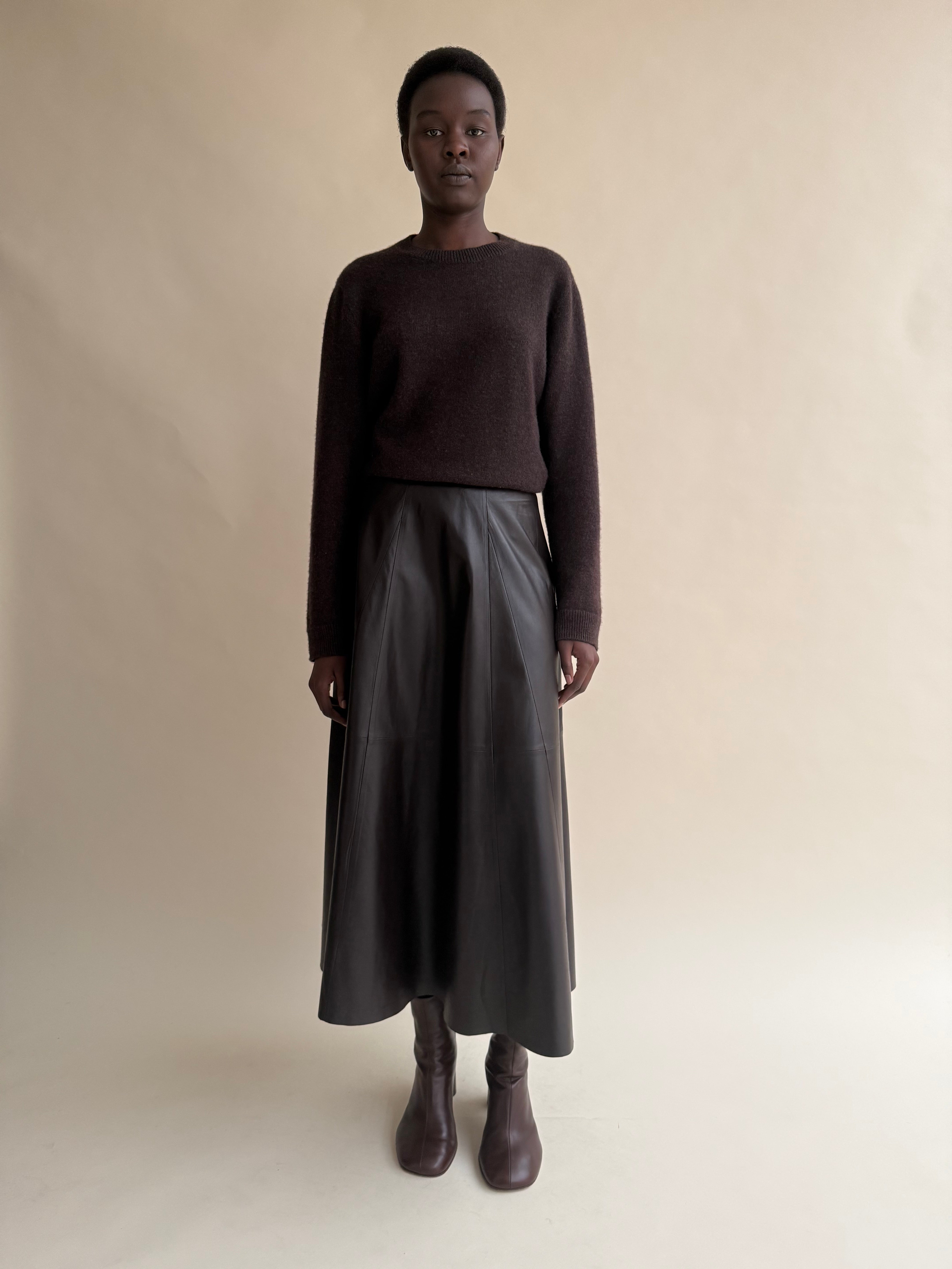 ELENI | Lamb Easy Skirt in Coffee Bean