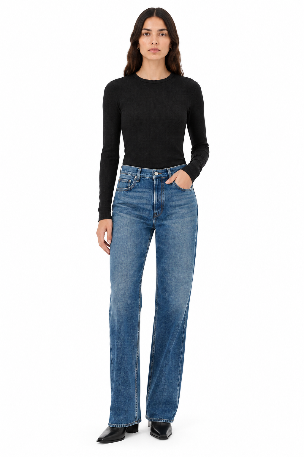 AGOLDE Delphi Slim Tee in Katniss Heathered Black