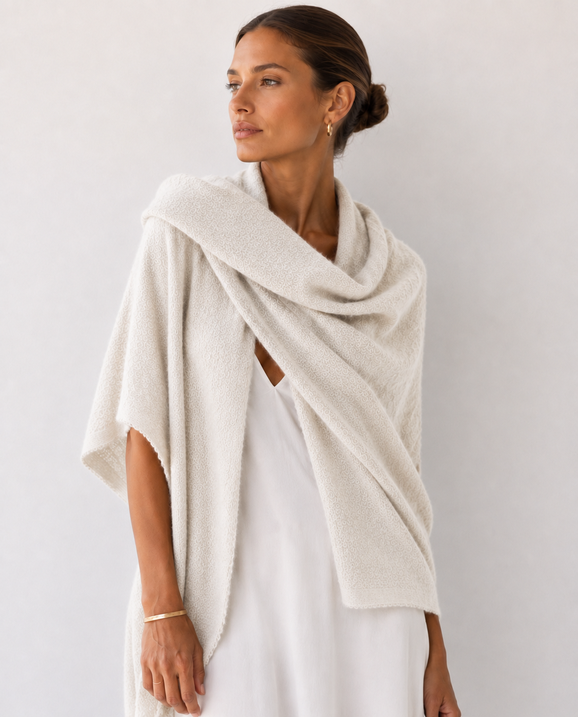 Botto Giuseppe Pin 1876 Cashmere Scarf in Off-White Melange