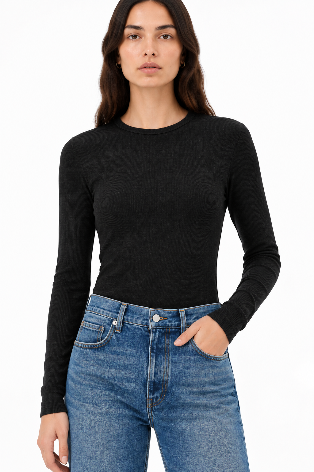 AGOLDE Delphi Slim Tee in Katniss Heathered Black