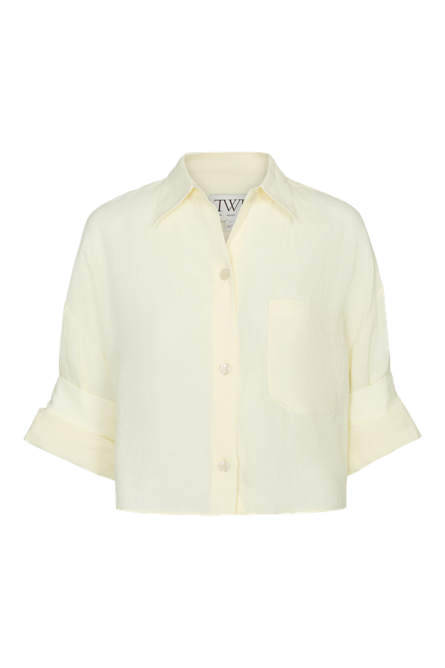 Next Ex Shirt in Fluid Linen Glass Green