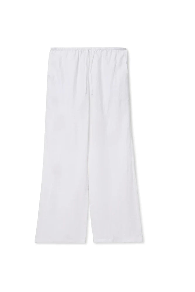 Lorana Linen Drawstring Pant in White