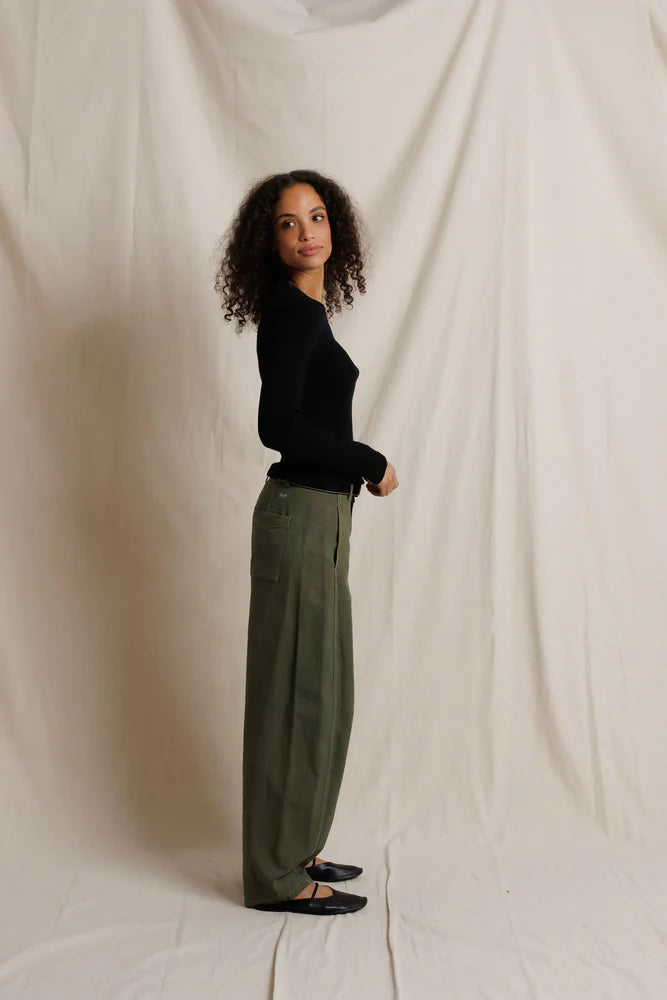 Marcela Cotton Rib Long Sleeve in True Black