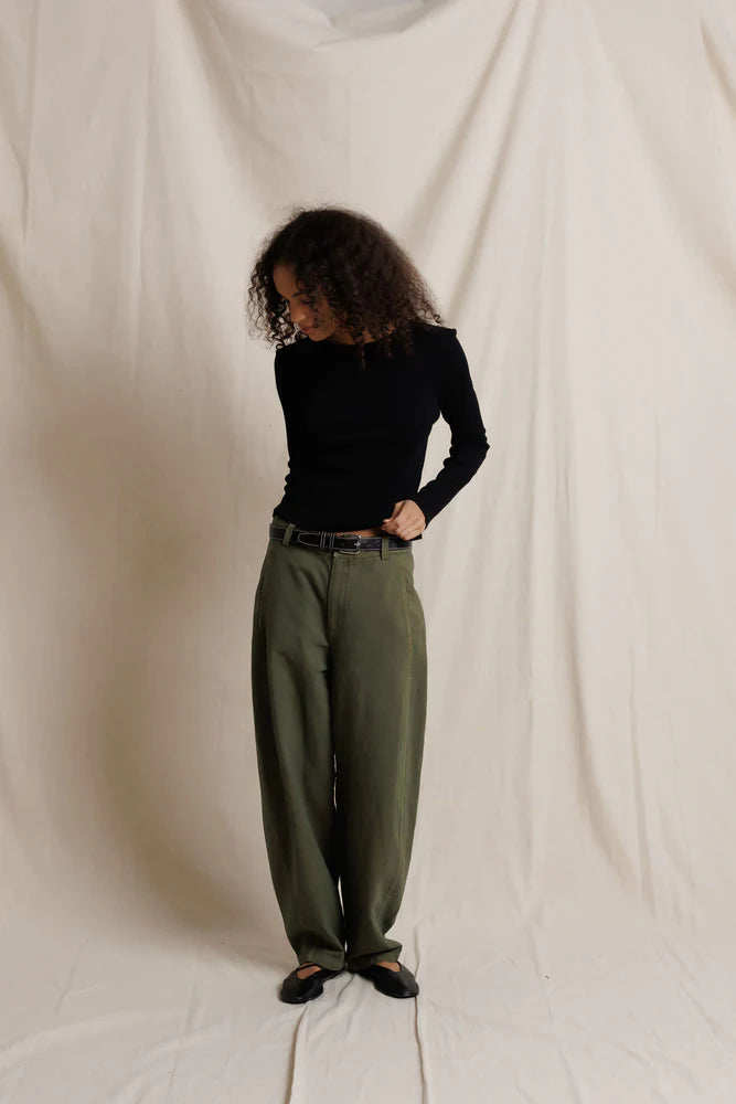 Marcela Cotton Rib Long Sleeve in True Black