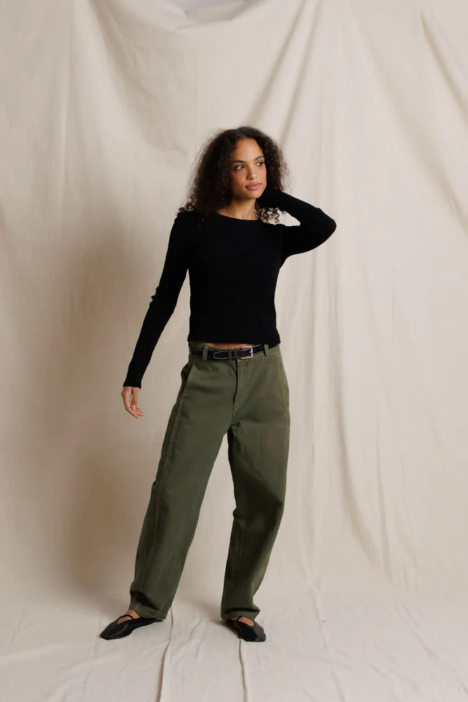 Marcela Cotton Rib Long Sleeve in True Black