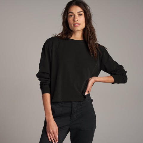 Raegen Long Sleeve Boyfriend T-Shirt in Black