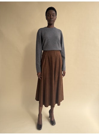 ELENI | Lamb Paper Skirt in Mud Brown